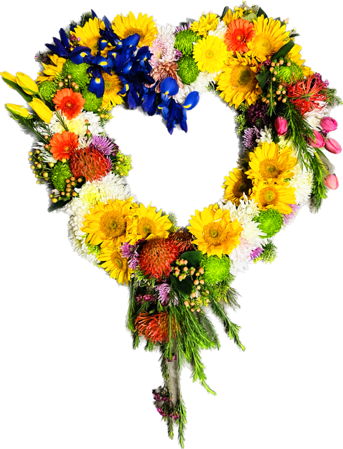 Gorgeous floral wreath shaped like a heart.